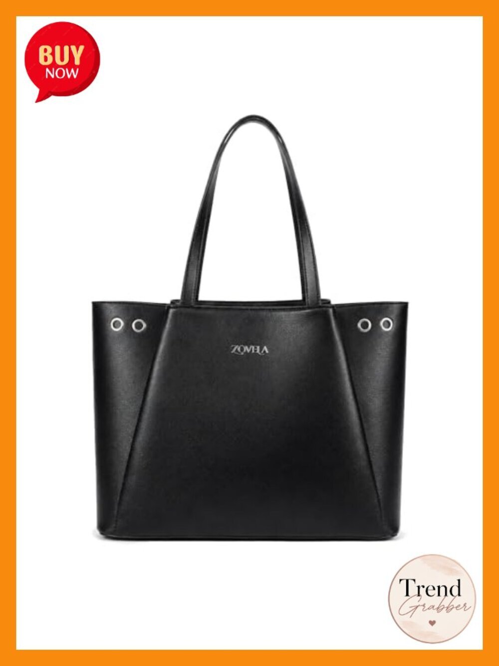 Large Vegan Leather Tote Bag with 7 Pockets for Work & Travel